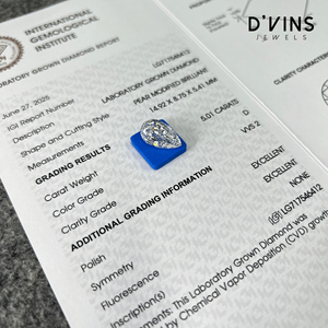 D'vins VVS2เพชร5.01CT ทรงลูกแพร์สำหรับปลูกในห้องปฏิบัติการที่เต็มไปด้วยเพชร HPHT CVD - Product Image 3