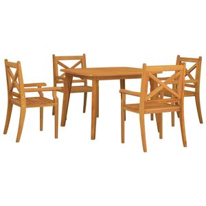 Ensemble de salle à manger de jardin de taille moyenne en bois d'acacia massif, collection bois naturel - Product Image 3