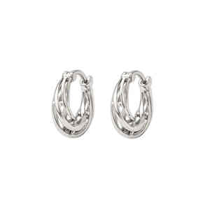 womens 16mm sterling silver 925 hoop <b>earrings</b> bohemian style silver plated polished round loops elegant anniversary gift wire - Product Image 3