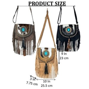 2026 Trendy Cowhide <b>Leather</b> Tassel Hobo Shoulder Bags Featured <b>Purses</b> Bohemian Fringed Handbags Crossbody Bags for Women - Product Image 2