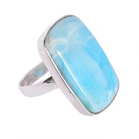 Cincin Perak Sterling 925 Asli Berhiaskan Batu Larimar Bentuk Persegi Panjang, Perhiasan Cantik Buatan Tangan, Hadiah Ulang Tahun Untuk Wanita
