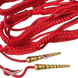 สายสะพายไหล่สีแดงแบบถักสำหรับนายทหาร พร้อมปลายทองเหลือง - Product Image 3