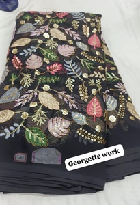 Tela Georgette Premium con Bordado Floral Multicolor de 195 GSM y 44 Pulgadas de Ancho, Diseño Floral para Vestidos de Fiesta, 5 Metros - Product Image 2