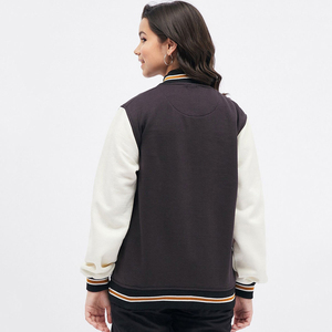 Chaqueta universitaria de cuero premium para mujer al por mayor con puños de punto acanalado, chaqueta bomber de invierno, proveedor B2B con logotipo personalizado - Product Image 5