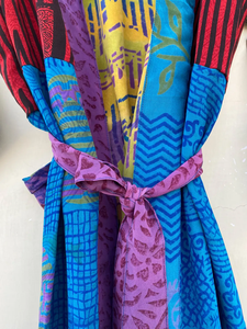 Vestido maxi de seda crepé reciclada vintage, ropa de playa y Resort para verano y primavera, estilo kimono - Product Image 5