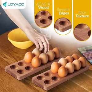 Bandeja de madera de gran capacidad para almacenar huevos frescos de granja, bandeja compacta de madera para huevos para espacios pequeños de cocina a bajo costo. - Product Image 2