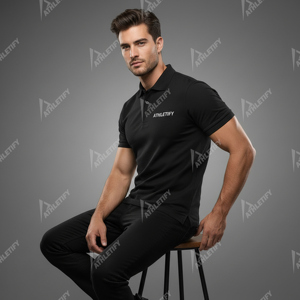 Chemise décontractée en coton de couleur unie pour homme, à manches courtes, brodée, confortable, pour le golf, uniforme de personnel, tenue professionnelle, vente en gros - Product Image 5