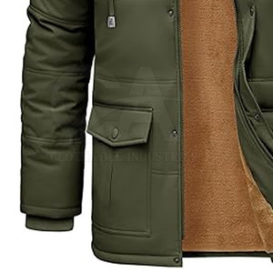 Veste d'hiver thermique pour homme avec logo personnalisé disponible en gros, directement de l'usine, manteau d'hiver pour homme avec capuche en fausse fourrure - Product Image 6