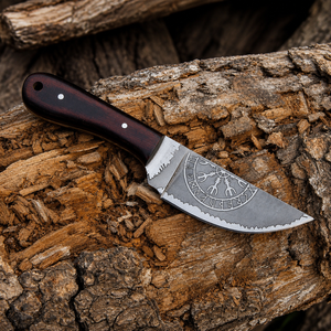 Couteau Viking Skinner artisanal OEM personnalisé, gravé, en acier à haute teneur en carbone, lame fixe, manche en bois, pour le camping en plein air, la survie en milieu sauvage - Product Image 6