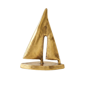 Elegante Escultura de Barco de Aluminio con Acabado Dorado Mate, Escultura Decorativa de Metal Hecha a Mano para Mesa, Hogar Moderno u Oficina - Product Image 1