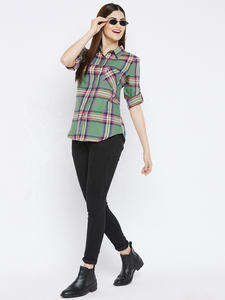 Camisas de Franela para Mujer al por Mayor, Camisa de Franela con Botones para Mujer, Estilo Urbano, Moderno y Casual, con Logotipo Frontal, 100% Algodón - Product Image 4