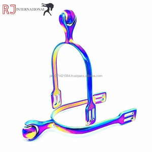 Espuelas Inglesas de Acero Inoxidable HORSE 2026, Multicolores, con Rodillo de Arcoíris, para Deportes Ecuestres Occidentales, RIAZ JAMAL INTERNATIONAL - Product Image 4