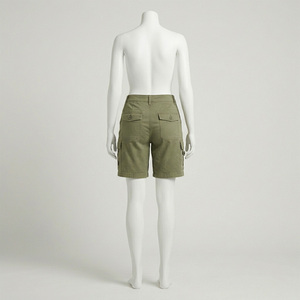 Women's Mid Waist Cargo Shorts Solid Olive Green Terry Casual Drawstring Regular Fit Quick Dry Windproof Breathable Pockets - Product Image 2