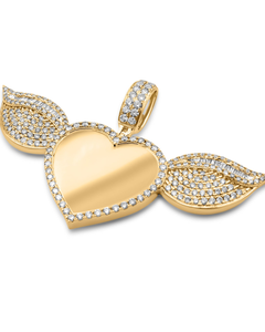 Colgante de Plata 925 con Forma de Corazón y Alas, Estilo Hip Hop, Personalizado con Foto, Colgante Iced Out, Colgante Bling para Raperos, Colgante de Propuesta de Matrimonio para Ella - Product Image 1