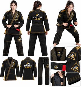 Uniforme de Jiu Jitsu Brasileño Negro Personalizado, de Alta Calidad, Resistente, Antiencogimiento, Transpirable, Ligero y Absorbente de Humedad - Product Image 1