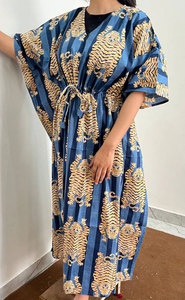 Elegante Vestido Kaftán Estampado de Algodón para Mujer con Material Suave y Ligero, Silueta Fluida y Comodidad para Todo el Día - Product Image 2