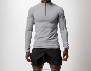 Camisa de compresión de cuello alto Sudadera de media cremallera Top de fitness de manga larga con cremallera para entrenamiento de invierno Gimnasio Correr Camisa de lana - Product Image 4