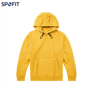 SPOFIT Men's Solid <b>Black</b> Hooded Sweatshirt 100% Cotton Fleece Casual Regular Fit Autumn <b>Hoodie</b> - Product Image 3