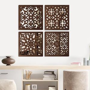 Panneau mural décoratif moderne en bois découpé au laser avec insert en verre, épaisseur personnalisable, pour salon et décoration intérieure - Product Image 2