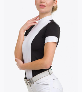 Chemise d'équitation unisexe neuve en gros pour concours hippique, manches longues, coupe ajustée, en polaire respirante, logo personnalisé - Product Image 4