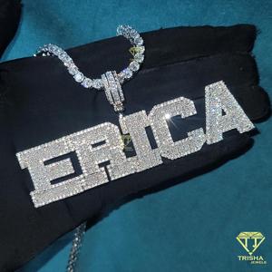 Luxury " Nick " <b>Name</b> Necklace Moissanite Diamond Pendant Hip Hop Tennis <b>Chain</b> Custom Jewelry Gift - Product Image 3