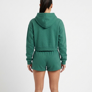 Conjunto de Pantalones Cortos con Capucha para Mujer, Cómodo para Invierno, 100% Algodón Felpa, Logotipo Personalizado Impreso, Ropa Casual Urbana - Product Image 2