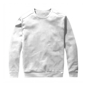 <b>Men</b> <b>White</b> Crew Neck <b>Sweatshirt</b> Plain Long Sleeve Cotton Fleece Pullover Casual Winter Warm Oversized Custom Streetwear Sweat - Product Image 1
