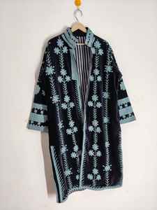 Suzani Embroidered Velvet Coat <b>Jacket</b> Unique Handmade Vintage <b>Jacket</b> Floral Suzani <b>Jacket</b> Pure Velvet Long coat Boho & <b>Hippie</b> - Product Image 5