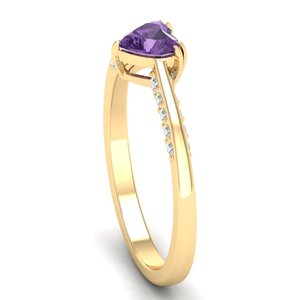 Bagues de fiançailles REYES en forme de cœur avec améthyste de 0,5 carat, en or jaune massif 14 carats plaqué rhodium, bague sertie de diamants à prix de gros - Product Image 3