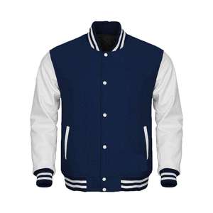 Custom Design White Wool Winter Geometric Patchwork Hooded Windproof Baseball Letterman Varsity <b>Jackets</b> <b>Men</b> Unisex - Product Image 3