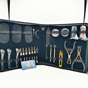 Kit professionnel de pinces pour extensions capillaires plaqué or, en acier inoxydable, pour micro-anneaux, ouvre-perles et fermeture, vente en gros OEM - Product Image 5