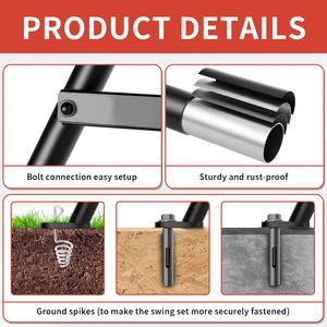 Set di Supporti per Altalena in Metallo Resistente per Giardino, Verniciato a Polvere, Capacità 400 Kg, con Barre Laterali Extra - Product Image 6