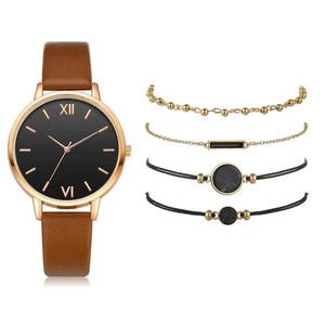 นาฬิกาควอตซ์แฟชั่นลำลองสำหรับผู้หญิงแบบขายส่ง พร้อมชุดกำไลข้อมือสีดำ - Product Image 5
