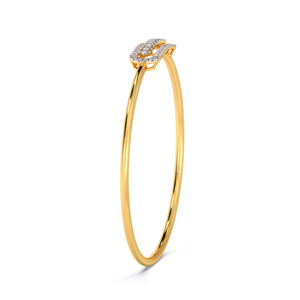 <b>Floating</b> Row Diamond Bangle with Yellow Gold Slim Band and Elongated Geometric <b>Frame</b> Design - Product Image 4