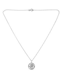 Pendentif médaillon floral en perles d'imitation blanches multiples de 6mm et zircon cubique sur chaîne de 18 ", fabriqué en plaque d'argent | Macy's - Product Image 2