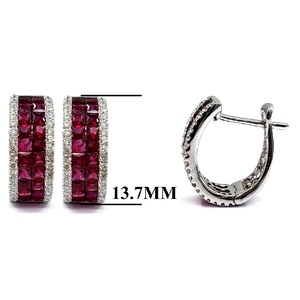 Joyería hecha a medida Venta caliente Mejor calidad 18K Oro blanco sólido Diamante natural y rubí Pendientes de aro clásicos para mujer - Product Image 2