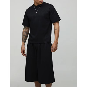 Men New Casual Shorts <b>Sets</b> Men 2 Piece Baggy Outfits T-Shirt Drop Shoulder Short Sleeve and Drawstring Shorts for Summer - Product Image 4