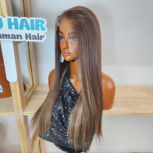 Mejor Precio al por Mayor: Peluca de Cabello Virgen Vietnamita de 16 Pulgadas con Frontal de Encaje 13x4 HD, Color Personalizado, Liso Sedoso con Reflejos Rubios - Product Image 2