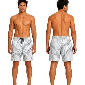 Pantalones Cortos de Hombre con Rayas Verticales Color Caqui, Tela Suave Tejida, Cintura con Cordón Ajustable, Secado Rápido, Ideales para Vacaciones de Verano y Surf - Product Image 4
