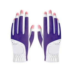 ถุงมือกอล์ฟตาข่ายระบายอากาศสีขาวม่วงแบบเต็มนิ้วสำหรับทุกเพศ ดีไซน์สวมใส่ง่าย - Product Image 3