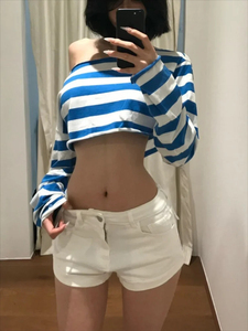 Loose off Shoulder Long Sleeves Women's T-shirt Autumn Spicy Girl <b>Crop</b> <b>Top</b> <b>Y2k</b> 2000s Aesthetic Streetwear Party Summer - Product Image 6
