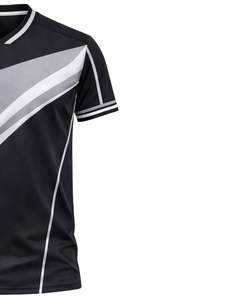 Camiseta Deportiva Personalizada para Hombre, Negra y Gris, Manga Corta, Cuello en V, Transpirable, de Secado Rápido, para Entrenamiento Atlético, Gimnasio, Running - Product Image 4