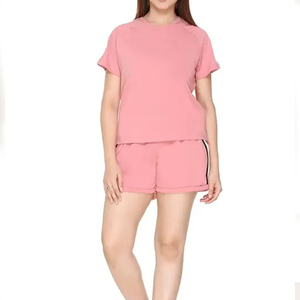 Wholesale Newest Design Fashion Women Casual Summer Cotton <b>Twin</b> <b>Set</b> Breathable Solid Custom Logo Female <b>Twin</b> <b>Set</b> - Product Image 1