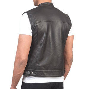 Veste de motard en cuir de vache véritable, multi-poches, avec doublure en mesh respirant et design résistant à l'abrasion - Product Image 6
