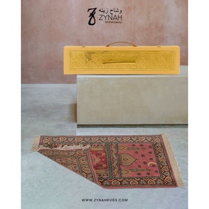 Tapis de prière islamique de luxe en laine moderne, lavable, antidérapant, fait main, à motifs floraux, à poils longs, réversible, pour camping, très demandé - Product Image 2