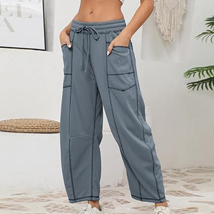 Women Relaxed Cargo Pants Wide Leg Sweatpants High Waist <b>Drawstring</b> Casual Streetwear Joggers - Product Image 4