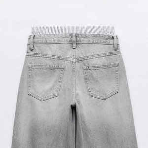 Jeans de Mezclilla Lavados con Efecto Desgastado, Corte Recto, Estilo Vintage, Holgados, Transpirables para Verano y Otoño, con Logotipo Personalizado - Product Image 3