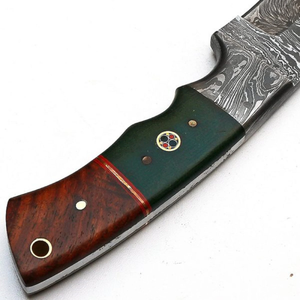 Couteau Skinner artisanal en acier Damas, lame Drop Point, bolster Damas, manche en bois de rose, couteau de chasse EDC pour l'extérieur - Product Image 4