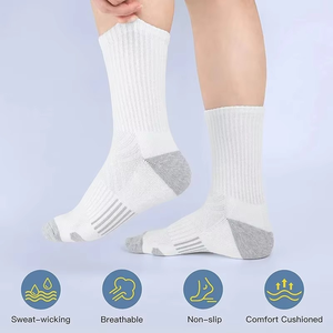 Crew Athletic <b>Socks</b> Solid White Knitted Breathable Cotton Bamboo Fiber for <b>Running</b> Adults Summer Season - Product Image 3