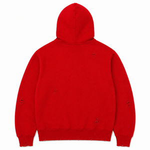 Custom Distressed Full Zip Hoodie Heavyweight Cotton Fleece Oversized Streetwear Hoodie with Raw Hem - Product Image 4